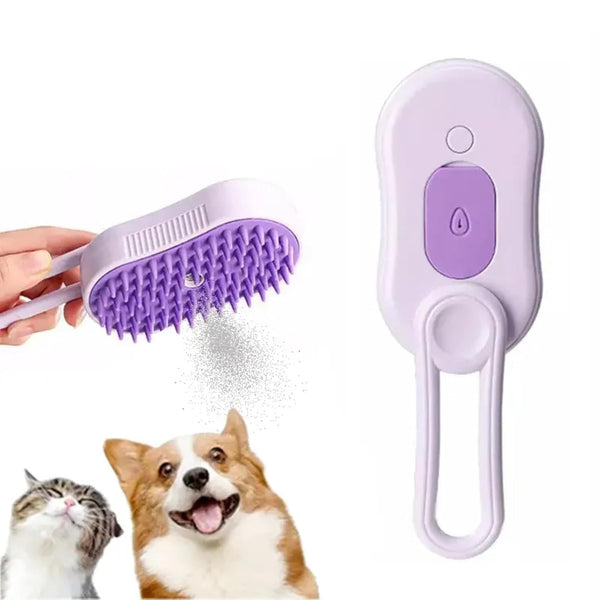 4-in-1 Pet Steam Brush – De-shedding, Cleaning, & Massage All in One